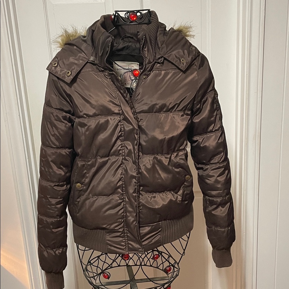 ⚓️⚓️⚓️BOGOHO⚓️⚓️⚓️Anchor Blue Chocolate Puffer Jacket with Fur Hood-small